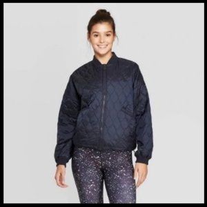 Joylab Navy Quilted Bomber Style Zip Front Jacket Coat Size Medium